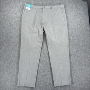 NWT Haggar Mens Pants 40x30 Straight Fit Grey Perfect Fit Waistband 1264867